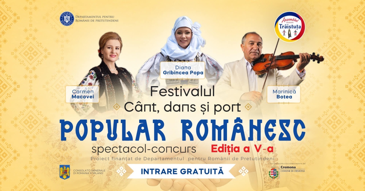 Festivalul  C&acirc;nt, dans și port  popular rom&acirc;nesc  spectacol-concurs Ediția a V-a